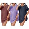 image:imageEkouaer 3 Pack Womens Tshirt Nightgown Waffle Knit Short Sleeve Sleepshirts Casual Cover Ups SXXXLSet 4