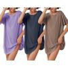 image:imageEkouaer 3 Pack Womens Tshirt Nightgown Waffle Knit Short Sleeve Sleepshirts Casual Cover Ups SXXXLSet 7