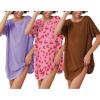 image:imageEkouaer 3 Pack Womens Tshirt Nightgown Waffle Knit Short Sleeve Sleepshirts Casual Cover Ups SXXXLSet 9
