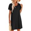 image:imageEkouaer Womens Cotton Nightgown Ladies Short Sleeve Sleepshirt V Neck Button Down Night Gowns Casual House DressBlack