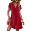 image:imageEkouaer Womens Nightgown Short Flare Sleeve Sleepshirt VNeck Sleepwear Soft Nightshirt Pajama Dress SXXLWine Red