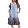 image:imageEkouaer Womens Nightgown Short Sleeve House Dress with PocketsFloral Print Mumu DressFloral Light Blue