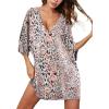 image:imageEkouaer Womens Sleepshirt Deep V Neck Nightgown Batwing Nightshirt Oversized SleepwearPink Leopard