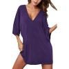 image:imageEkouaer Womens Sleepshirt Deep V Neck Nightgown Batwing Nightshirt Oversized SleepwearPurple