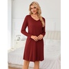 image:imageEkouaer 3 Pack Womens Nightgowns Long Sleeve Sleep Shirts Comfy Soft Nightshirt Women Pajama Sleep Dress Cute SleepwearBlack blue Green wine Red