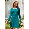 image:imageEkouaer 3 Pack Womens Nightgowns Long Sleeve Sleep Shirts Comfy Soft Nightshirt Women Pajama Sleep Dress Cute SleepwearBlack blue Green wine Red