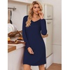 image:imageEkouaer 3 Pack Womens Nightgowns Long Sleeve Sleep Shirts Comfy Soft Nightshirt Women Pajama Sleep Dress Cute SleepwearBlack grey navy