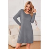 image:imageEkouaer 3 Pack Womens Nightgowns Long Sleeve Sleep Shirts Comfy Soft Nightshirt Women Pajama Sleep Dress Cute SleepwearBlack grey navy