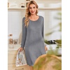 image:imageEkouaer 3 Pack Womens Nightgowns Long Sleeve Sleep Shirts Comfy Soft Nightshirt Women Pajama Sleep Dress Cute SleepwearBlack grey navy