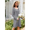 image:imageEkouaer 3 Pack Womens Nightgowns Long Sleeve Sleep Shirts Comfy Soft Nightshirt Women Pajama Sleep Dress Cute SleepwearBlack grey strip