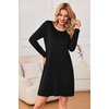 image:imageEkouaer 3 Pack Womens Nightgowns Long Sleeve Sleep Shirts Comfy Soft Nightshirt Women Pajama Sleep Dress Cute SleepwearBlack grey strip