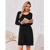 image:imageEkouaer 3 Pack Womens Nightgowns Long Sleeve Sleep Shirts Comfy Soft Nightshirt Women Pajama Sleep Dress Cute SleepwearBlack grey strip