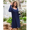 image:imageEkouaer 3 Pack Womens Nightgowns Long Sleeve Sleep Shirts Comfy Soft Nightshirt Women Pajama Sleep Dress Cute SleepwearBlack navy star