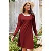 image:imageEkouaer 3 Pack Womens Nightgowns Long Sleeve Sleep Shirts Comfy Soft Nightshirt Women Pajama Sleep Dress Cute SleepwearBlack wine Red grey Flowers