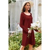 image:imageEkouaer 3 Pack Womens Nightgowns Long Sleeve Sleep Shirts Comfy Soft Nightshirt Women Pajama Sleep Dress Cute SleepwearBlack wine Red grey Flowers