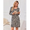image:imageEkouaer 3 Pack Womens Nightgowns Long Sleeve Sleep Shirts Comfy Soft Nightshirt Women Pajama Sleep Dress Cute SleepwearBlack wine Red leopard