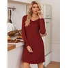 image:imageEkouaer 3 Pack Womens Nightgowns Long Sleeve Sleep Shirts Comfy Soft Nightshirt Women Pajama Sleep Dress Cute SleepwearBlack wine Red leopard