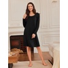 image:imageEkouaer 3 Pack Womens Nightgowns Long Sleeve Sleep Shirts Comfy Soft Nightshirt Women Pajama Sleep Dress Cute SleepwearBlack wine Red leopard