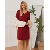 image:imageEkouaer 3 Pack Womens Nightgowns Long Sleeve Sleep Shirts Comfy Soft Nightshirt Women Pajama Sleep Dress Cute SleepwearBlack wine Red leopard