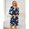 image:imageEkouaer 3 Pack Womens Nightgowns Long Sleeve Sleep Shirts Comfy Soft Nightshirt Women Pajama Sleep Dress Cute SleepwearCoffee constellation navy Flower