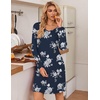 image:imageEkouaer 3 Pack Womens Nightgowns Long Sleeve Sleep Shirts Comfy Soft Nightshirt Women Pajama Sleep Dress Cute SleepwearCoffee constellation navy Flower