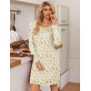 image:imageEkouaer 3 Pack Womens Nightgowns Long Sleeve Sleep Shirts Comfy Soft Nightshirt Women Pajama Sleep Dress Cute SleepwearFlower penguin deep Night