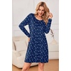 image:imageEkouaer 3 Pack Womens Nightgowns Long Sleeve Sleep Shirts Comfy Soft Nightshirt Women Pajama Sleep Dress Cute SleepwearFlower penguin deep Night