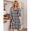image:imageEkouaer 3 Pack Womens Nightgowns Long Sleeve Sleep Shirts Comfy Soft Nightshirt Women Pajama Sleep Dress Cute SleepwearRed Plaid green Plaid white Plaid