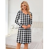 image:imageEkouaer 3 Pack Womens Nightgowns Long Sleeve Sleep Shirts Comfy Soft Nightshirt Women Pajama Sleep Dress Cute SleepwearRed Plaid green Plaid white Plaid