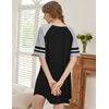 image:imageEkouaer Cotton Nightgowns for Women Short Sleeve Sleep Shirts Crew Neck Night Shirts Soft Color Block Night GownBlack
