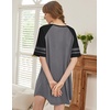 image:imageEkouaer Cotton Nightgowns for Women Short Sleeve Sleep Shirts Crew Neck Night Shirts Soft Color Block Night GownDark Grey