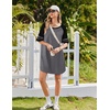 image:imageEkouaer Cotton Nightgowns for Women Short Sleeve Sleep Shirts Crew Neck Night Shirts Soft Color Block Night GownDark Grey