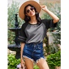 image:imageEkouaer Cotton Nightgowns for Women Short Sleeve Sleep Shirts Crew Neck Night Shirts Soft Color Block Night GownDark Grey