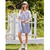 image:imageEkouaer Cotton Nightgowns for Women Short Sleeve Sleep Shirts Crew Neck Night Shirts Soft Color Block Night GownFloral Purple