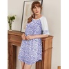 image:imageEkouaer Cotton Nightgowns for Women Short Sleeve Sleep Shirts Crew Neck Night Shirts Soft Color Block Night GownFloral Purple