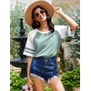 image:imageEkouaer Cotton Nightgowns for Women Short Sleeve Sleep Shirts Crew Neck Night Shirts Soft Color Block Night GownGreen