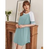 image:imageEkouaer Cotton Nightgowns for Women Short Sleeve Sleep Shirts Crew Neck Night Shirts Soft Color Block Night GownGreen