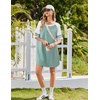 image:imageEkouaer Cotton Nightgowns for Women Short Sleeve Sleep Shirts Crew Neck Night Shirts Soft Color Block Night GownGreen