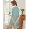 image:imageEkouaer Cotton Nightgowns for Women Short Sleeve Sleep Shirts Crew Neck Night Shirts Soft Color Block Night GownGreen