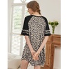 image:imageEkouaer Cotton Nightgowns for Women Short Sleeve Sleep Shirts Crew Neck Night Shirts Soft Color Block Night GownLeopard Brown