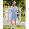 image:imageEkouaer Cotton Nightgowns for Women Short Sleeve Sleep Shirts Crew Neck Night Shirts Soft Color Block Night GownLight Blue