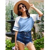 image:imageEkouaer Cotton Nightgowns for Women Short Sleeve Sleep Shirts Crew Neck Night Shirts Soft Color Block Night GownLight Blue