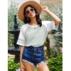 image:imageEkouaer Cotton Nightgowns for Women Short Sleeve Sleep Shirts Crew Neck Night Shirts Soft Color Block Night GownLight Green