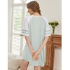 image:imageEkouaer Cotton Nightgowns for Women Short Sleeve Sleep Shirts Crew Neck Night Shirts Soft Color Block Night GownLight Green