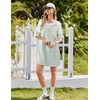 image:imageEkouaer Cotton Nightgowns for Women Short Sleeve Sleep Shirts Crew Neck Night Shirts Soft Color Block Night GownLight Green