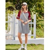 image:imageEkouaer Cotton Nightgowns for Women Short Sleeve Sleep Shirts Crew Neck Night Shirts Soft Color Block Night GownLight Grey