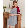 image:imageEkouaer Cotton Nightgowns for Women Short Sleeve Sleep Shirts Crew Neck Night Shirts Soft Color Block Night GownLight Grey