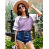image:imageEkouaer Cotton Nightgowns for Women Short Sleeve Sleep Shirts Crew Neck Night Shirts Soft Color Block Night GownLight Purple