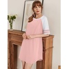 image:imageEkouaer Cotton Nightgowns for Women Short Sleeve Sleep Shirts Crew Neck Night Shirts Soft Color Block Night GownPink