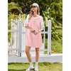 image:imageEkouaer Cotton Nightgowns for Women Short Sleeve Sleep Shirts Crew Neck Night Shirts Soft Color Block Night GownPink